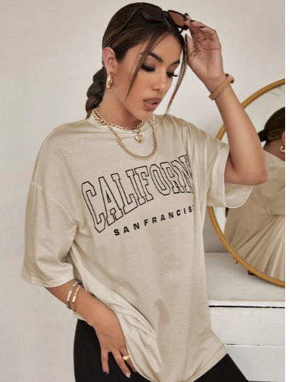 Camiseta de hombros caídos con estampado de California